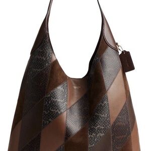 Coach Patchwork Brown Leather & Suede Shoulder Bag